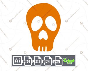 Orange Skull Design for Halloween - Print n Cut Hi-Quality Vector Bundle - Ai, Svg, Jpg, Png, Eps - Cricut Ready