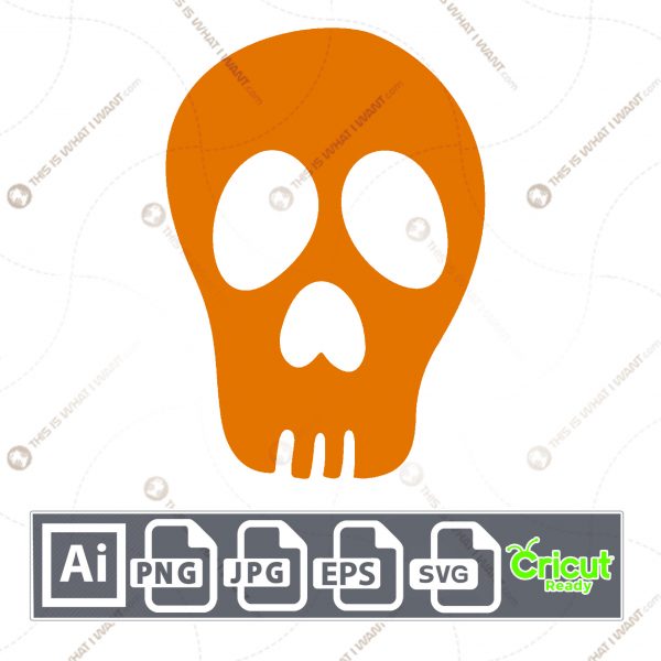 Orange Skull Design for Halloween - Print n Cut Hi-Quality Vector Bundle - Ai, Svg, Jpg, Png, Eps - Cricut Ready