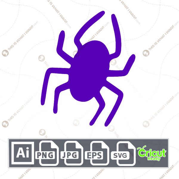 Purple Spider Design for Halloween - Print n Cut Hi-Quality Vector Bundle - Ai, Svg, Jpg, Png, Eps - Cricut Ready