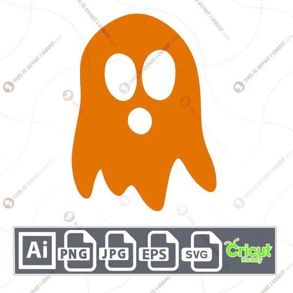 Orange Ghost Character Design for Halloween - Print n Cut Hi-Quality Vector Bundle - Ai, Svg, Jpg, Png, Eps - Cricut Ready