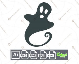 Long Black Ghost Character Design for Halloween - Print n Cut Hi-Quality Vector Bundle - Ai, Svg, Jpg, Png, Eps - Cricut Ready