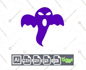 Wide Purple Ghost Character Design for Halloween - Print n Cut Hi-Quality Vector Bundle - Ai, Svg, Jpg, Png, Eps - Cricut Ready