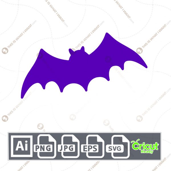 Purple Bat Design for Halloween - Print n Cut Hi-Quality Vector Bundle - Ai, Svg, Jpg, Png, Eps - Cricut Ready