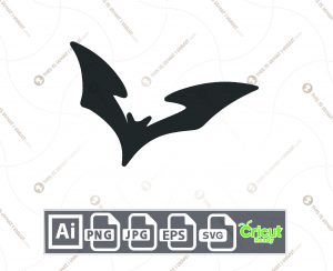 Black Bat with Long Wings Design for Halloween - Print n Cut Hi-Quality Vector Bundle - Ai, Svg, Jpg, Png, Eps - Cricut Ready
