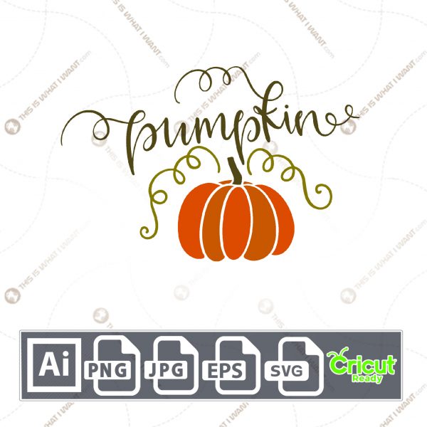 Single Pumpkin Design for Halloween - Print n Cut Hi-Quality Vector Bundle - Ai, Svg, Jpg, Png, Eps - Cricut Ready
