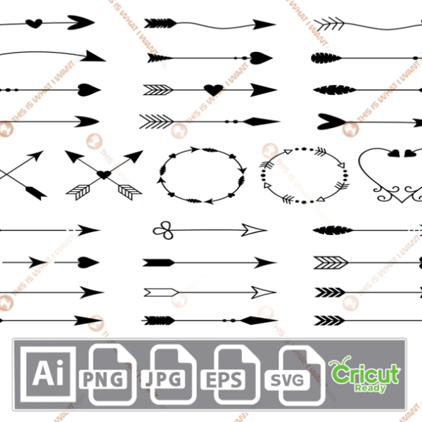 Assorted Arrows Pattern Design - Print n Cut Hi-Quality Vector Bundle - Ai, Svg, Jpg, Png, Eps - Cricut Ready