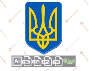 Coat of Arms of Ukraine - Print and Cut Hi-Quality Vector Format Files Bundle - Ai, Svg, JPG, PNG, Eps - Cricut Ready