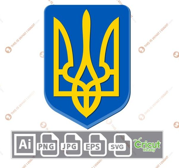 Coat of Arms of Ukraine - Print and Cut Hi-Quality Vector Format Files Bundle - Ai, Svg, JPG, PNG, Eps - Cricut Ready