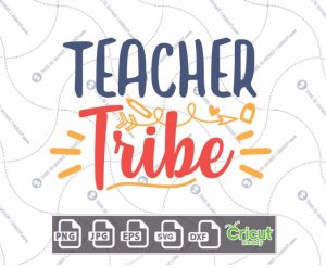Teacher Tribe Text with Orange Whiskers Design - Print n Cut Hi-Quality Vector Bundle - Dxf, Svg, Jpg, Png, Eps - Cricut Ready