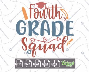 Fourth Grade Squad Text with Toga Hat and Arrow Design - Print n Cut Hi-Quality Vector Bundle - Dxf, Svg, Jpg, Png, Eps - Cricut Ready