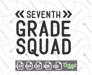 Seventh Grade Grad Text with Angle Brackets Design - Print n Cut Hi-Quality Vector Bundle - Dxf, Svg, Jpg, Png, Eps - Cricut Ready
