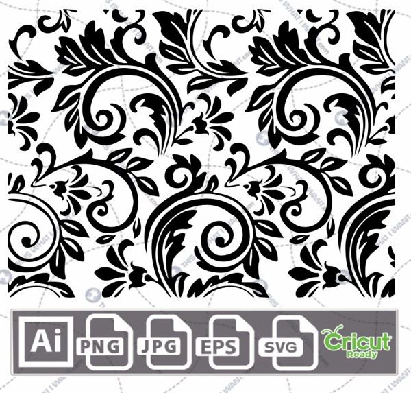 Floral Vines Printable Art Design - Hi-Quality Vector Bundle - Ai, Svg, Jpg, Png, Eps Formats - Cricut Ready
