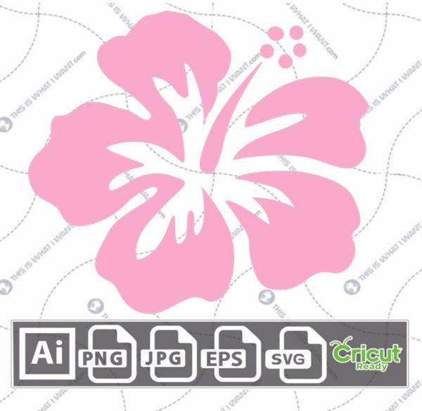 Pink Hibiscus Printable Art Design - Hi-Quality Vector Bundle - Ai, Svg, Jpg, Png, Eps Formats - Cricut Ready