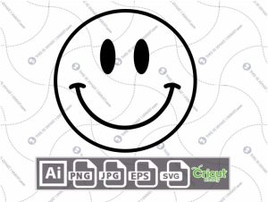 Smiley Printable Art Design - Hi-Quality Vector Bundle - Ai, Svg, Jpg, Png, Eps Formats - Cricut Ready