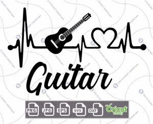 Musical-Inspired Printable Art: Pulse with Guitar Design - Hi-Quality Vector in Ai, Svg, Jpg, Png, Eps Formats - Cricut Ready
