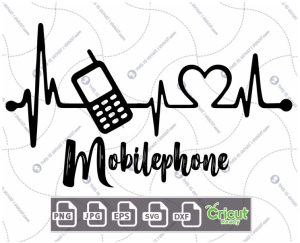 Technology-Inspired Printable Art: Pulse with Mobile Phone Design - Hi-Quality Vector in Ai, Svg, Jpg, Png, Eps Formats - Cricut Ready