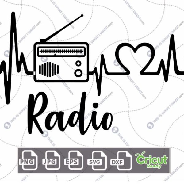 Music-Inspired Printable Art: Pulse with Radio Design - Hi-Quality Vector in Ai, Svg, Jpg, Png, Eps Formats - Cricut Ready