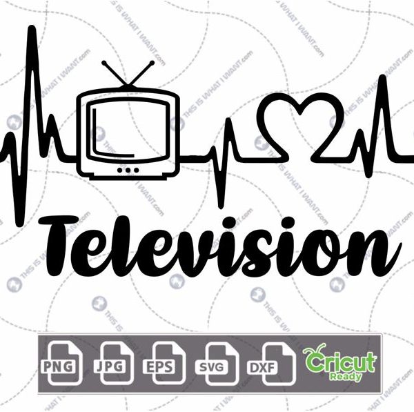 Technology-Inspired Printable Art: Pulse with Television Design - Hi-Quality Vector in Ai, Svg, Jpg, Png, Eps Formats - Cricut Ready