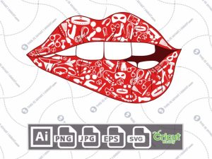 Red Sexy Lips with Intimate Toys Printable Art Design - Hi-Quality Vector Bundle - Ai, Svg, Jpg, Png, Eps - Cricut Ready