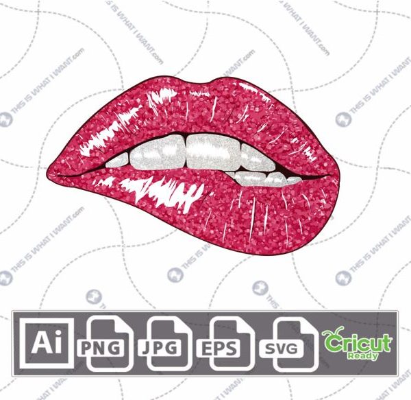 Red Sexy Biting Lip Printable Art Design - Hi-Quality Vector Bundle - Ai, Svg, Jpg, Png, Eps - Cricut Ready
