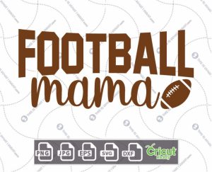 Football Mama Text with Football-Themed Design - Hi-Quality Vector Bundle - Dxf, Svg, Jpg, Png, Eps - Cricut Ready
