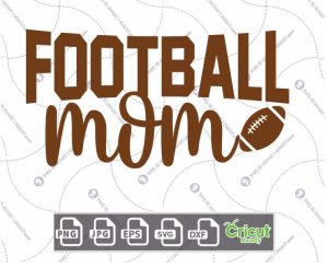 Football Mom Text with Football-Themed Design - Hi-Quality Vector Bundle - Dxf, Svg, Jpg, Png, Eps - Cricut Ready