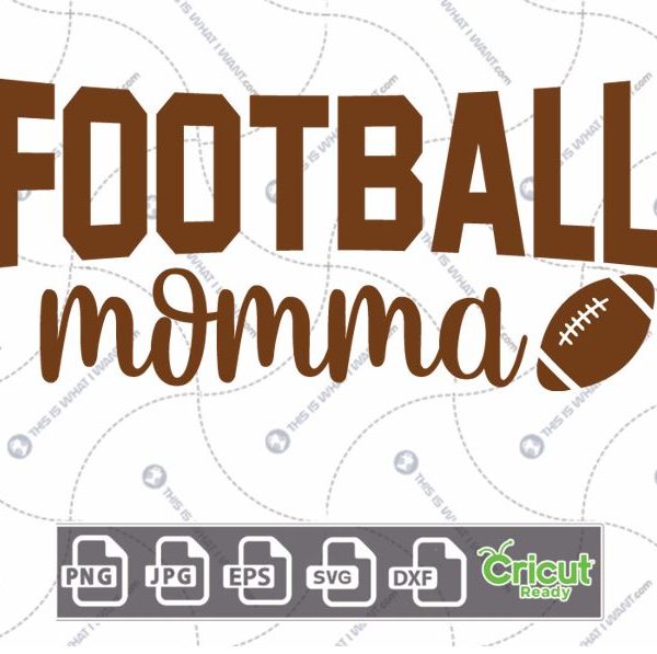 Football Momma Text with Football-Themed Design - Hi-Quality Vector Bundle - Dxf, Svg, Jpg, Png, Eps - Cricut Ready
