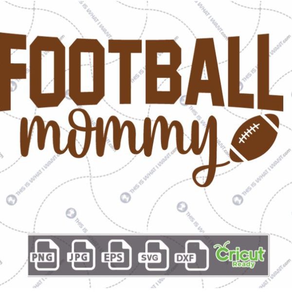 Football Mommy Text with Football-Themed Design - Hi-Quality Vector Bundle - Dxf, Svg, Jpg, Png, Eps - Cricut Ready