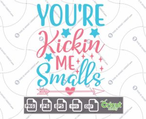 You're Kickin Me Smalls Design with Arrow and Stars Design - Hi-Quality Vector Bundle - Dxf, Svg, Jpg, Png, Eps - Cricut Ready
