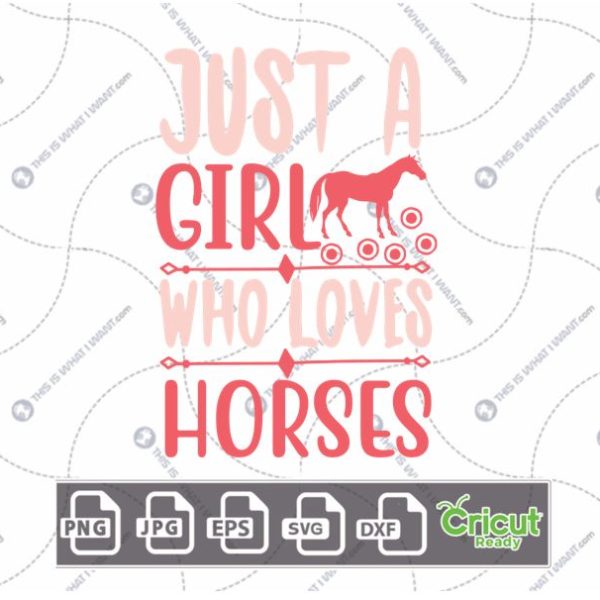 Just A Girl Who Loves Horses Text with Red Horse Art Design - Hi-Quality Vector in Ai, Svg, Jpg, Png, Eps Formats - Cricut Ready