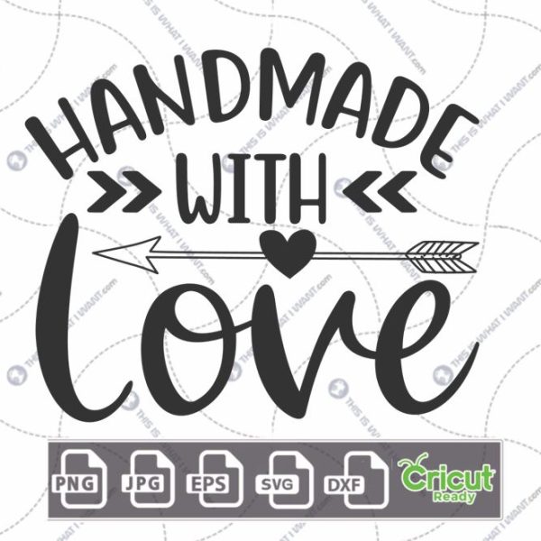 Handmade with Love Text Design for Hobbyists - Hi-Quality Vector Bundle - Dxf, Svg, Jpg, Png, Eps - Cricut Ready